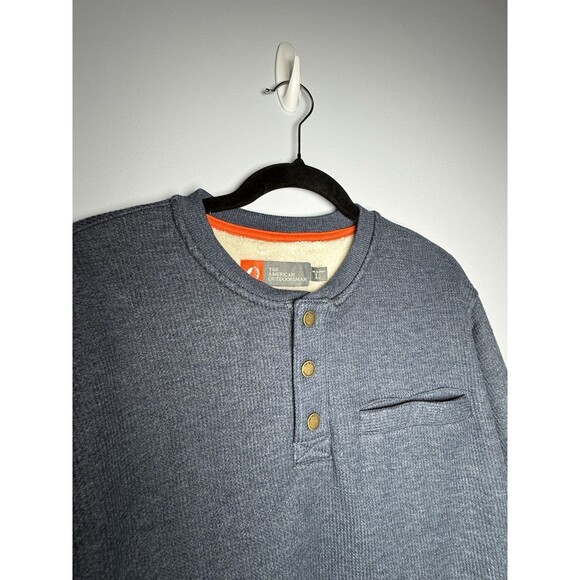 The American Outdoorsman Indigo Heather Sherpa Lined Waffle Henley Shirt Large - Picture 5 of 11